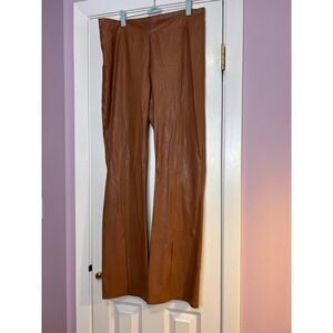 Commando Faux Leather Flared Leggings Cognac Brown SLT06 XL NWT